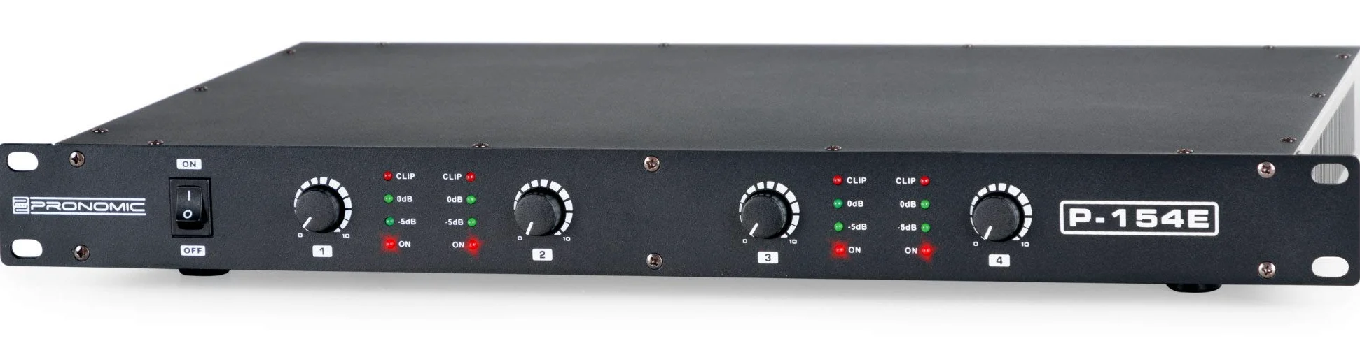 Pronomic P-154E MKII Endstufe - 4-Kanal Endstufe - Leistung RMS/4 Ohm: 4x 150 Watt - Besonders geeignet für Monitor-Betrieb oder Studio/HiFi- 1HE - Schwarz