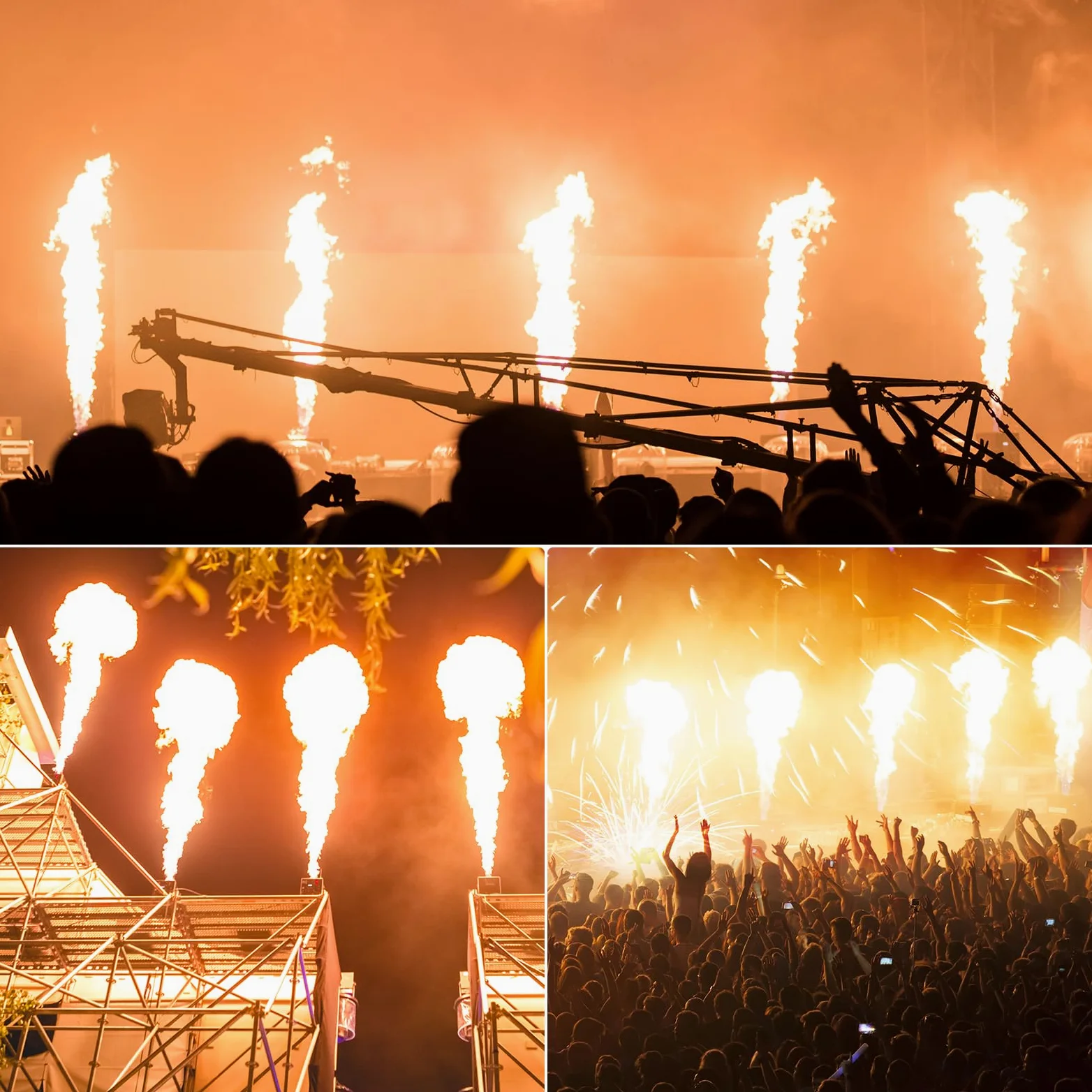 Flammenwerfer, 300W Triple Head Flammenprojektor mit Impulszünder, DMX Controller, Dj Jet Flame Machine für Konzerte, Partys, Halloween, Weihnachten, Sportevents 2PC