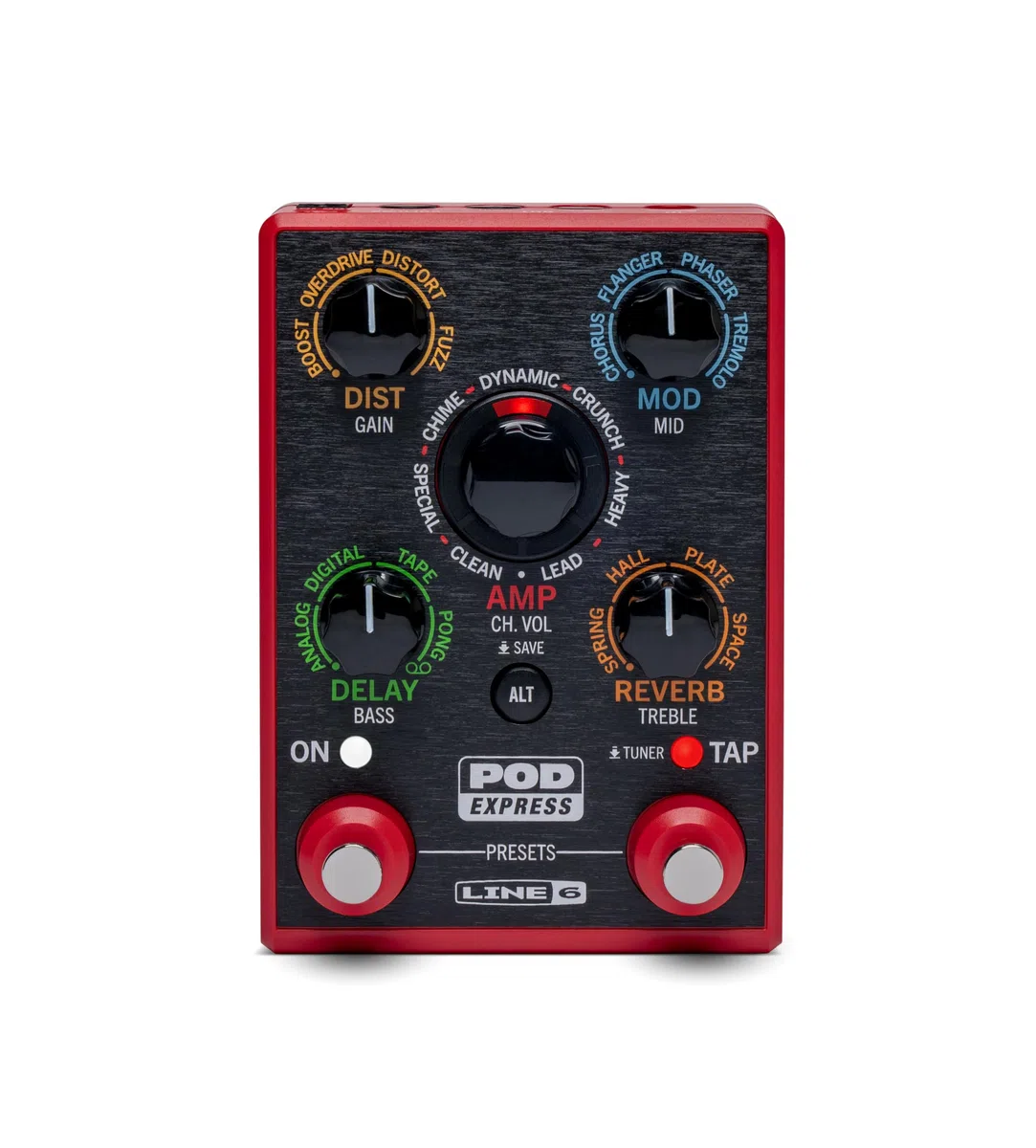 Line 6 POD Express Gitarrenverstärker und Effektprozessor mit 7 Verstärkermodellen, 16 Effektmodellen, 21 Presets und einfachen Bedienelementen – Leichtes, kompaktes Design