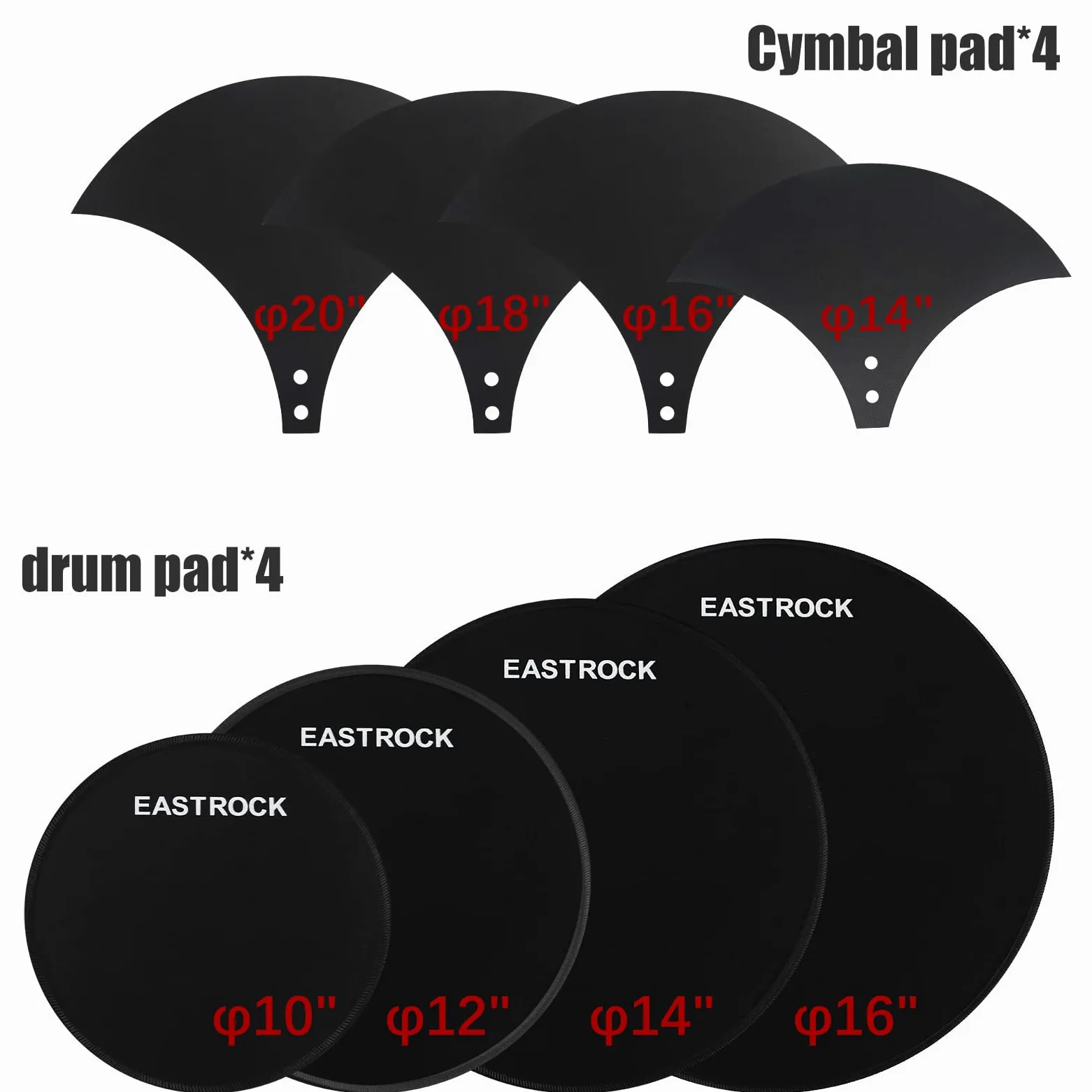 EASTROCK Drum Mute Pads Set 10 Stück mit Beckenpolster + Hi Hats Set Pad, Schaumstoff Drum Schalldämpfer Pads, passend für 25,4 cm, 30,5 cm, 35,6 cm, 40,6 cm (Drum Mute Pad)