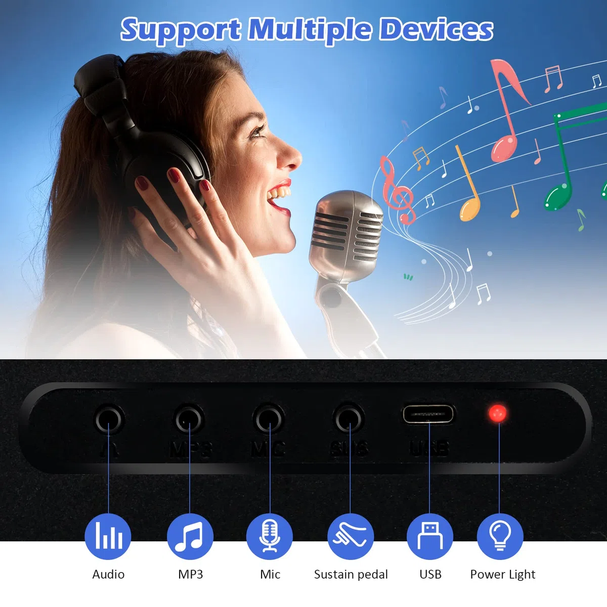 GYMAX 88 Tasten Faltbares Keyboard Piano, Full-Size Digitalpiano mit Bluetooth, USB/MIDI-Controller, Sustain Pedal, wiederaufladbarer Akku & Klaviertasche, tragbare elektronische Tastatur für Anfänger