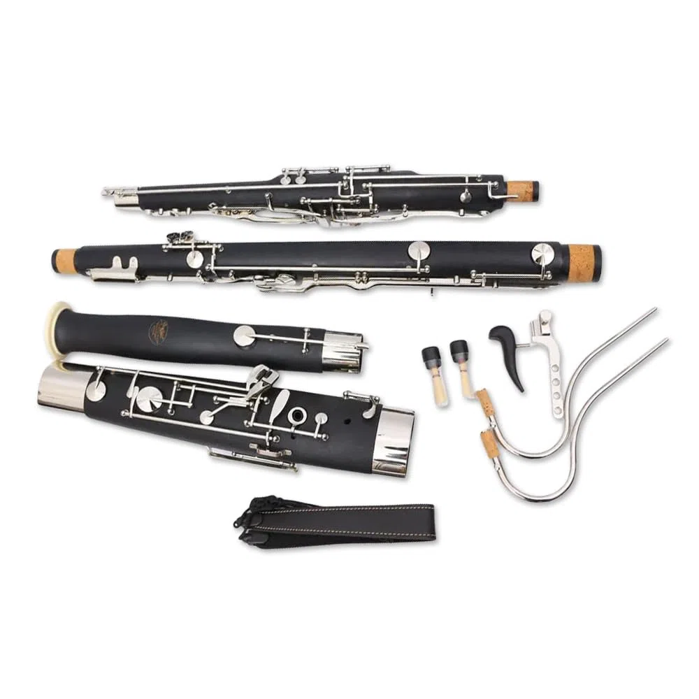 Fagott C-Schlüssel 26 Tasten, versilbertes Ahornholz/synthetisches Holz, Blasinstrument mit Etui, Zubehör-Set für Studenten, Anfänger, Fortgeschrittene (synthetisches Holz)