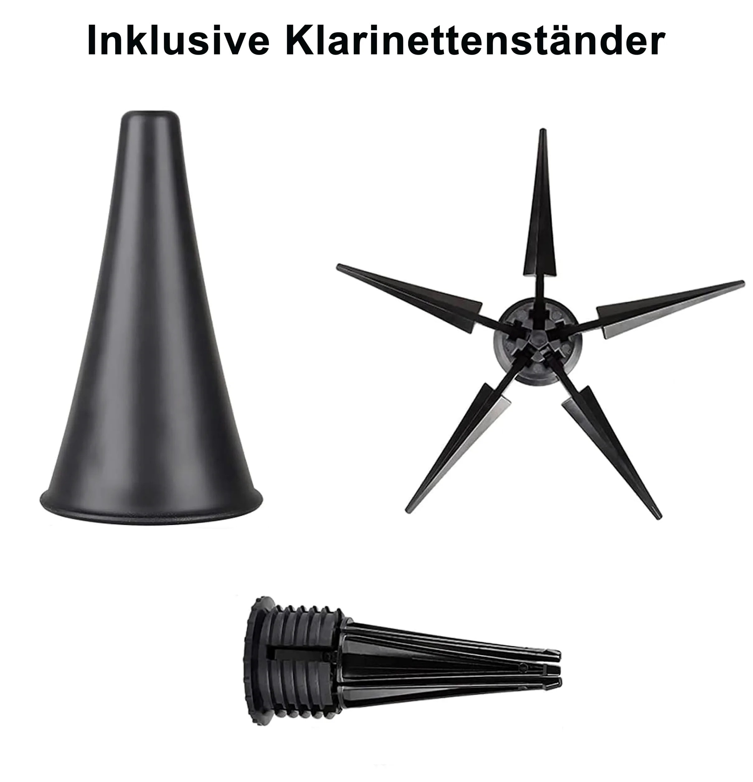 Klarinette in B, Deutsches System, Luxuskoffer mit Rucksackgarnitur, Mundstück, Klarinettenständer, Wartungsservice