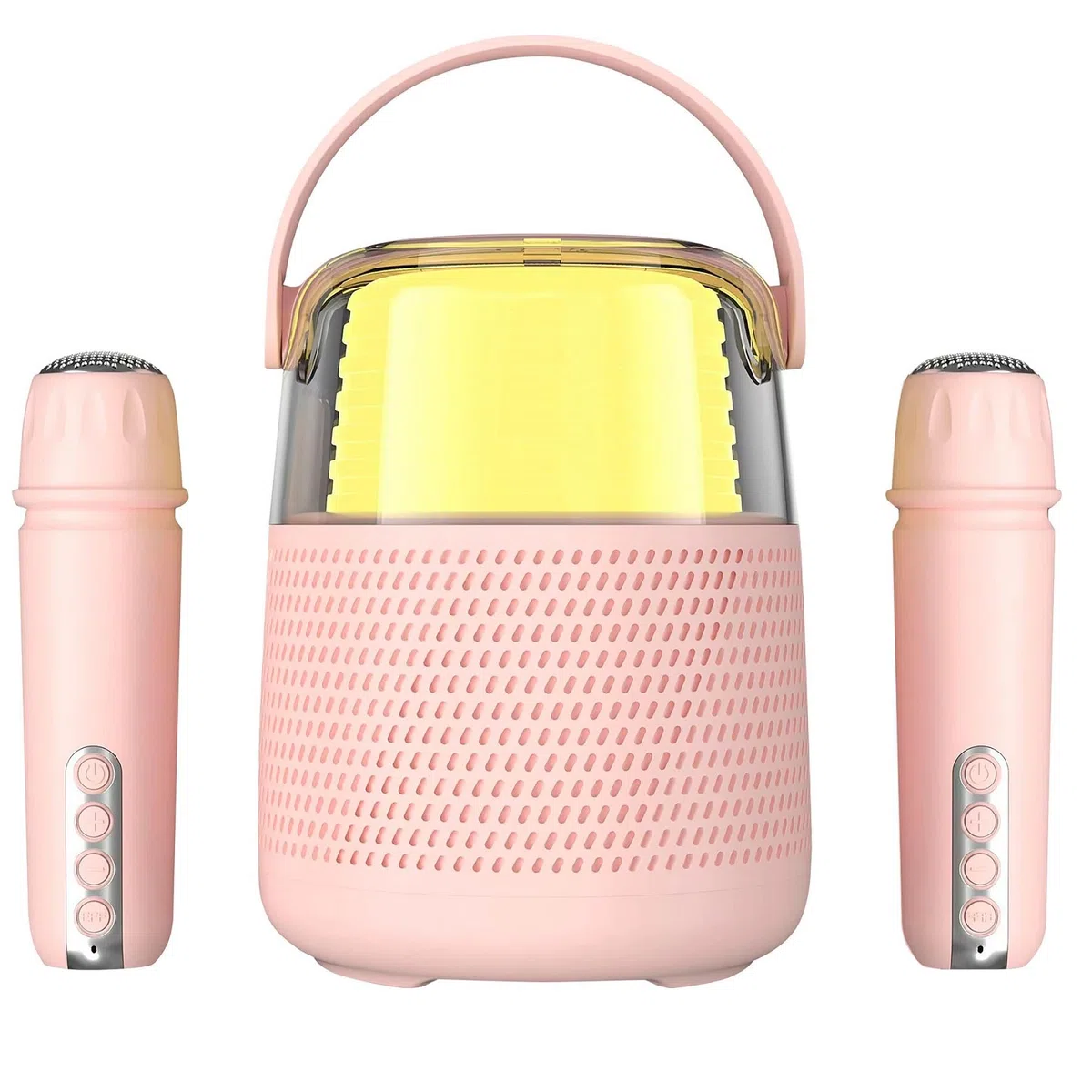 Maginon KKS-2M Karaoke Maschine mit 2 Mikrofonen Kinder Bluetooth Karaoke-Anlage Wireless Lautsprecher mit LED Lichteffekten Karaoke-Party AUX (Pink)