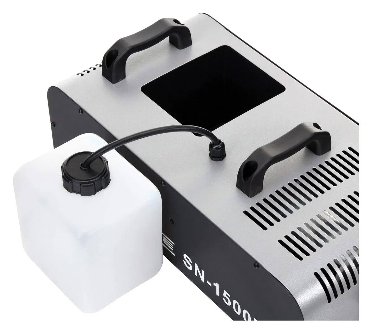 Showlite SN-1500D DMX Nebelmaschine mit Timer und Fernbedienung (1500W, 560m³ Nebelausstoß/min, 12 Min. Aufwärmzeit) silber
