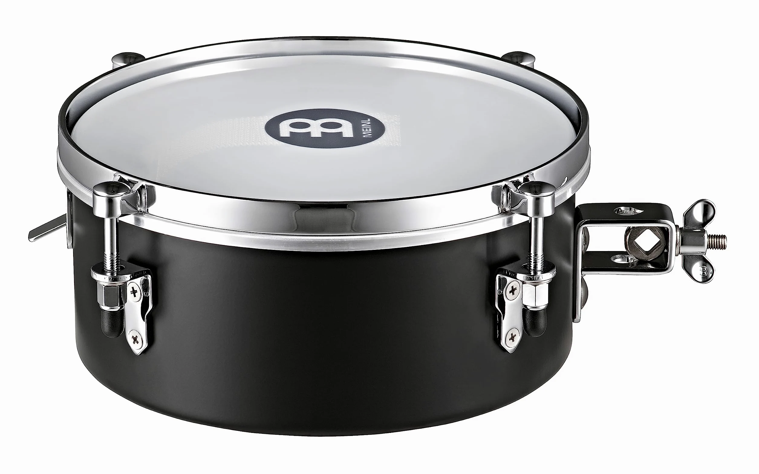 Meinl Percussion Drummer Snare Timbales - Trommel mit 10 Zoll Durchmesser - Mit Snare und Halterung - Stahl, Schwarz (MDST10BK)