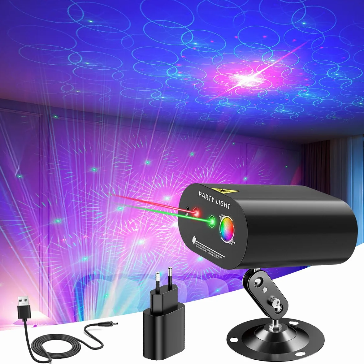 Bola de discoteca para DJ, luz estroboscópica LED para escenarios, proyector de luz, ideal para fiestas navideñas/raves/clubes/bares/decoración del hogar, regalos de cumpleaños y fiestas.
