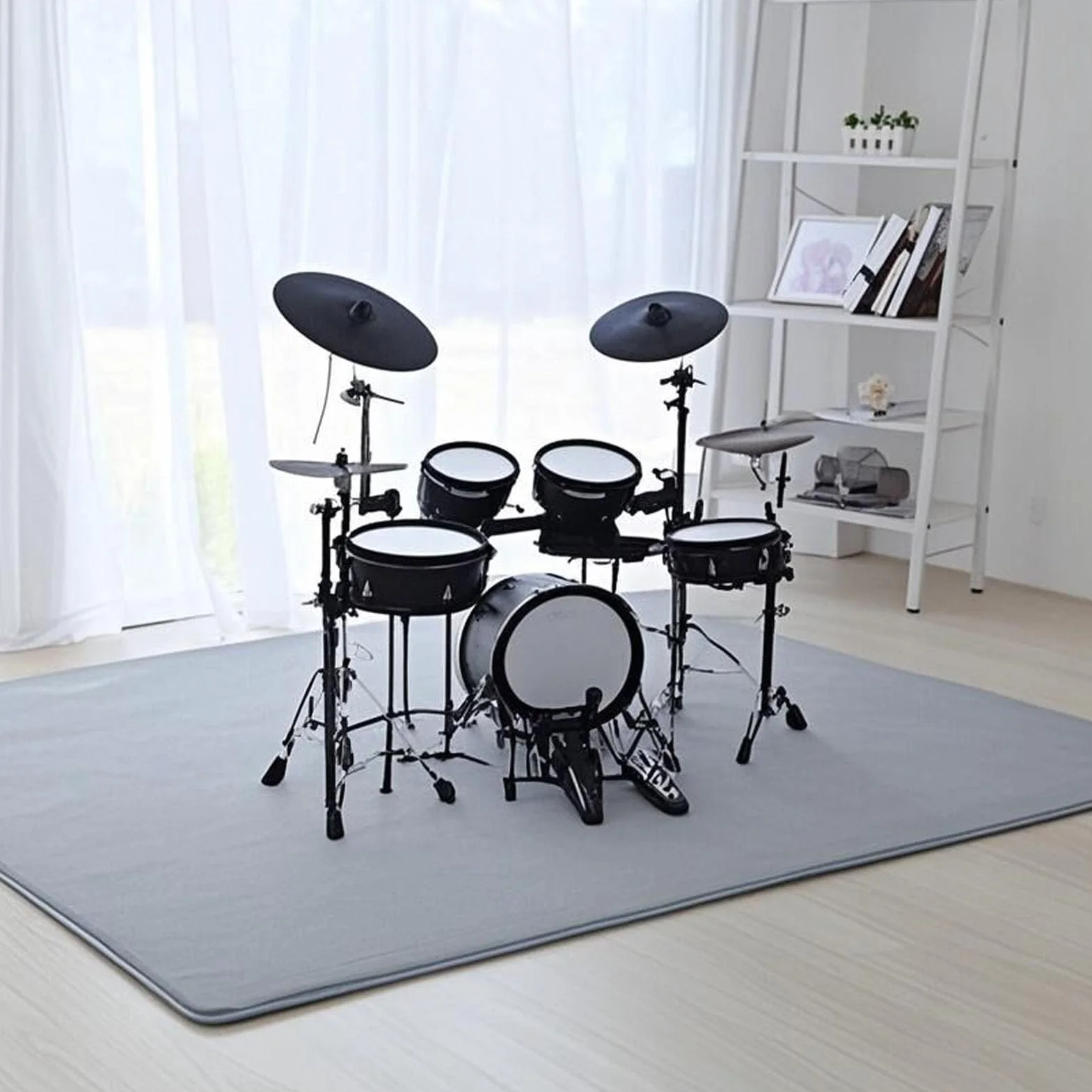 Schlagzeugteppich Drum Teppich Schlagzeug Teppich 110 x 200 cm Schallschutz Matte rutschfeste Trommel Teppiche Antivibrationsmatten Quadratische Schallschutzdecke für E-Drum-Kits Bass Drum Snare