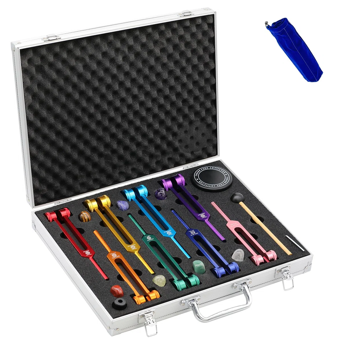 Chakra-Stimmgabel-Set, verbesserte gewichtete Stimmgabeln für Heilung Chakra-Set, Klangheilungsinstrumente Kit mit Stimmgabel-Aktivator für Chakra-Heiltherapie, DNA-Heilung, Yoga, Meditation