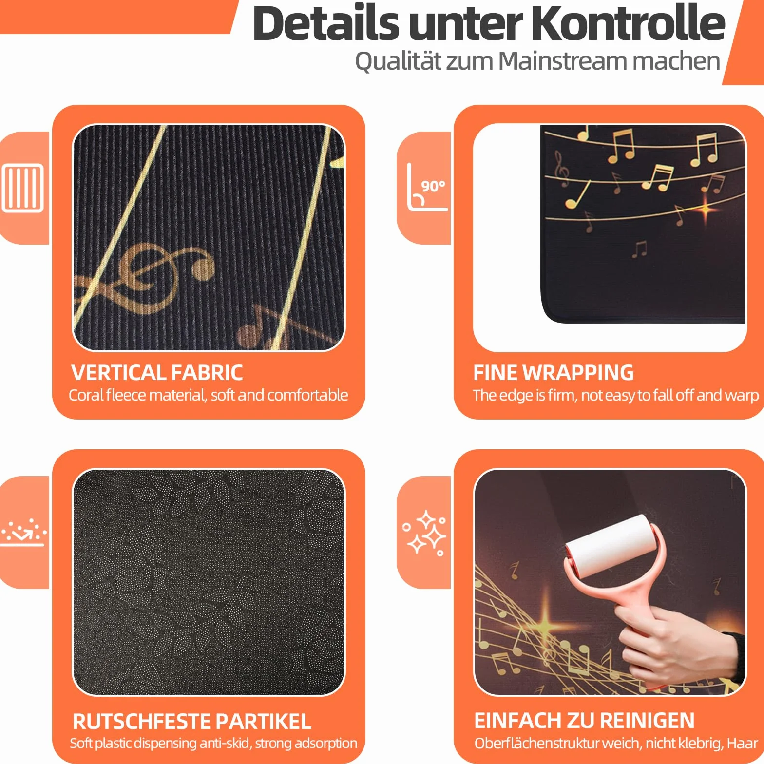 OUUTMEE 160 x 120 cm,Schlagzeugteppich, rutschfeste Schlagzeugmatte, Übungsunterlage für elektronische Schlagzeuge, Schlagzeugzubehör für Jazz-Schlagzeug-Kits Bodenschutz (Musiknotenmuster)