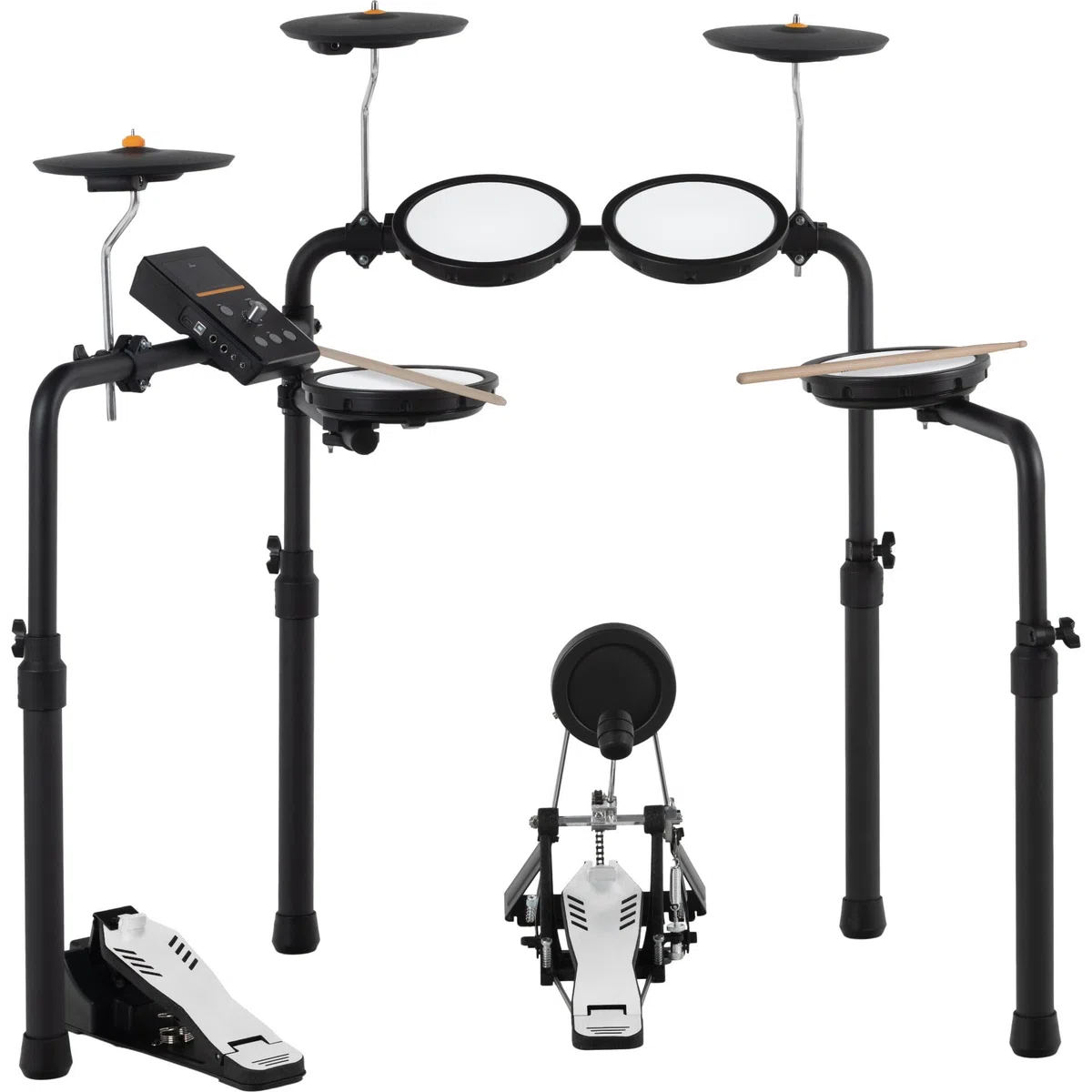 XDrum DD-250P E-Drum Kit - Elektronisches Schlagzeug mit Mesh Head- und Becken Pads, Kick-Pedal mit Pad, HiHat-Controller - Integrierter Bluetooth-Empfänger - Drumset inkl. Stimmschlüssel & Sticks