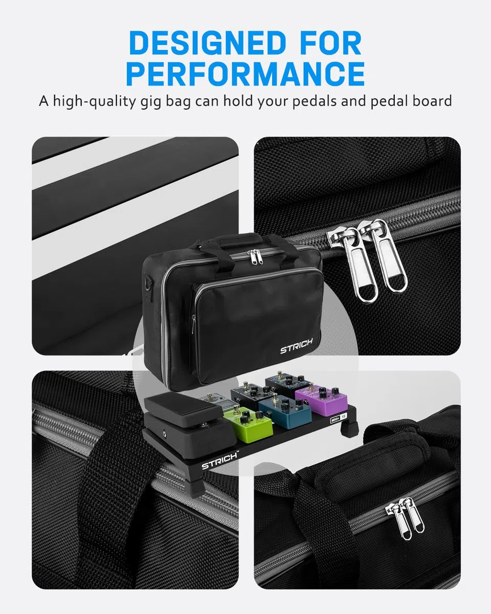 STRICH Gitarre Pedalboard aus Aluminiumlegierung 0,54 kg (superleicht) Effektpedalbrett 38 cm x 22 cm mit Tragetasche, MINI+ 15