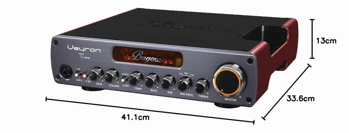 Bugera VEYRON TUBE BV1001T Ultrakompakter 2.000-Watt-Class-D-Bassverstärker mit Röhrenvorverstärker, optischem Kompressor und DYNAMIZER-Technologie