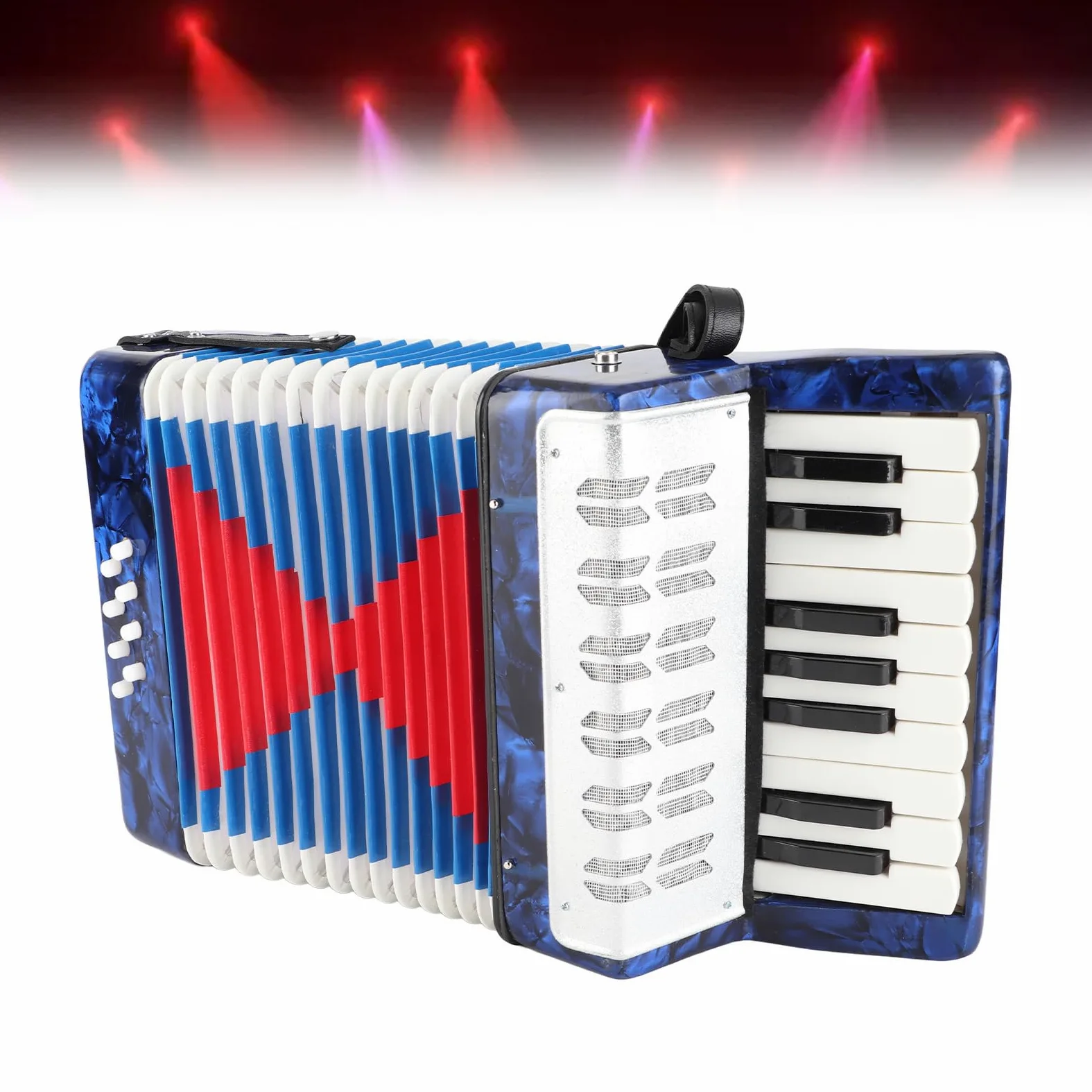 Piano Accordion 17 Key 8 Bass Beginner Handheld Musical Instrument for Kids Children Students Beginners Learning Teaching Music Education