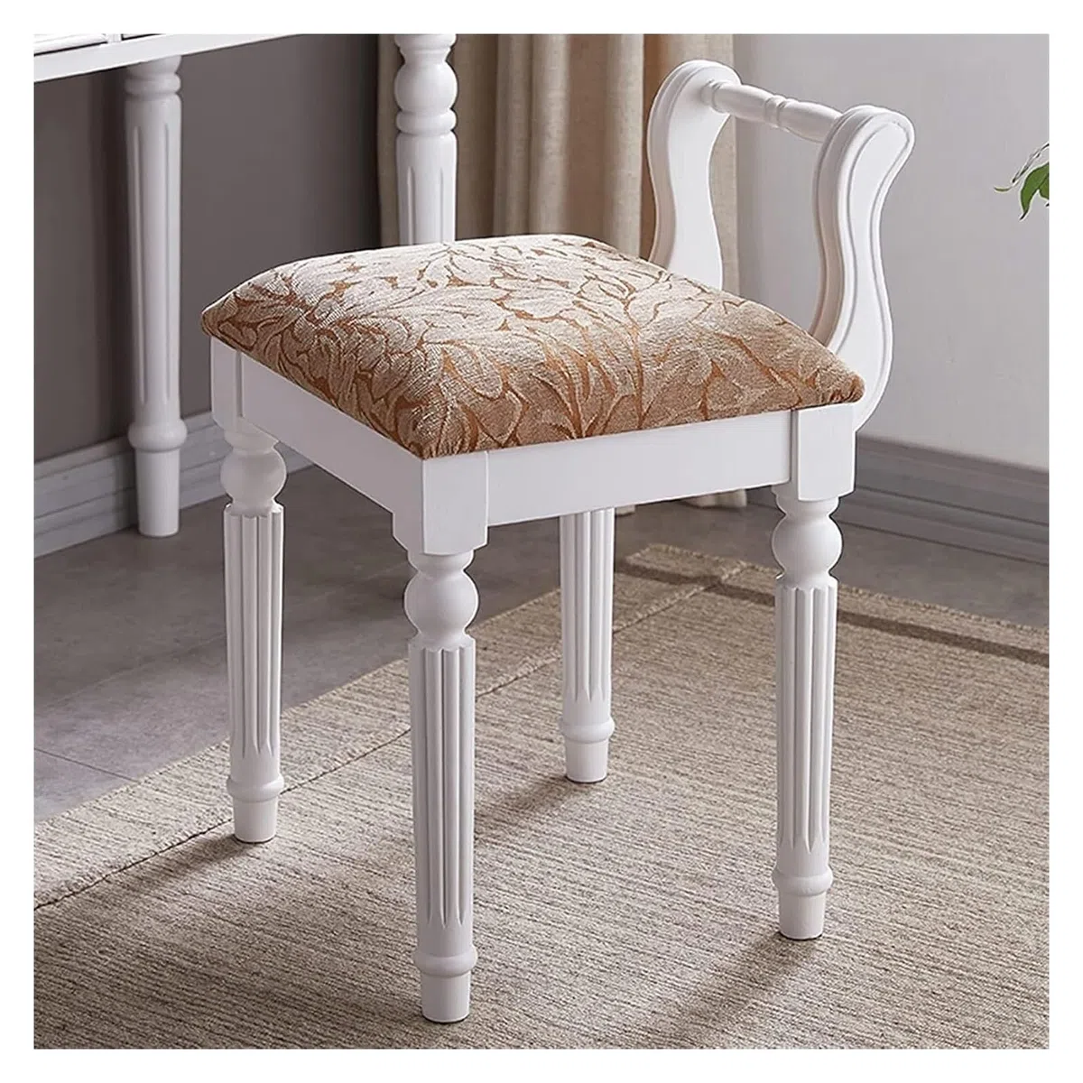 Pianobank, Klavierbank, Klavierhocker, Schminkstuhl Klavierhocker Massivholz Make-up-Hocker Rückenlehne Schreibtischhocker Make-up-Stuhl(White (A))