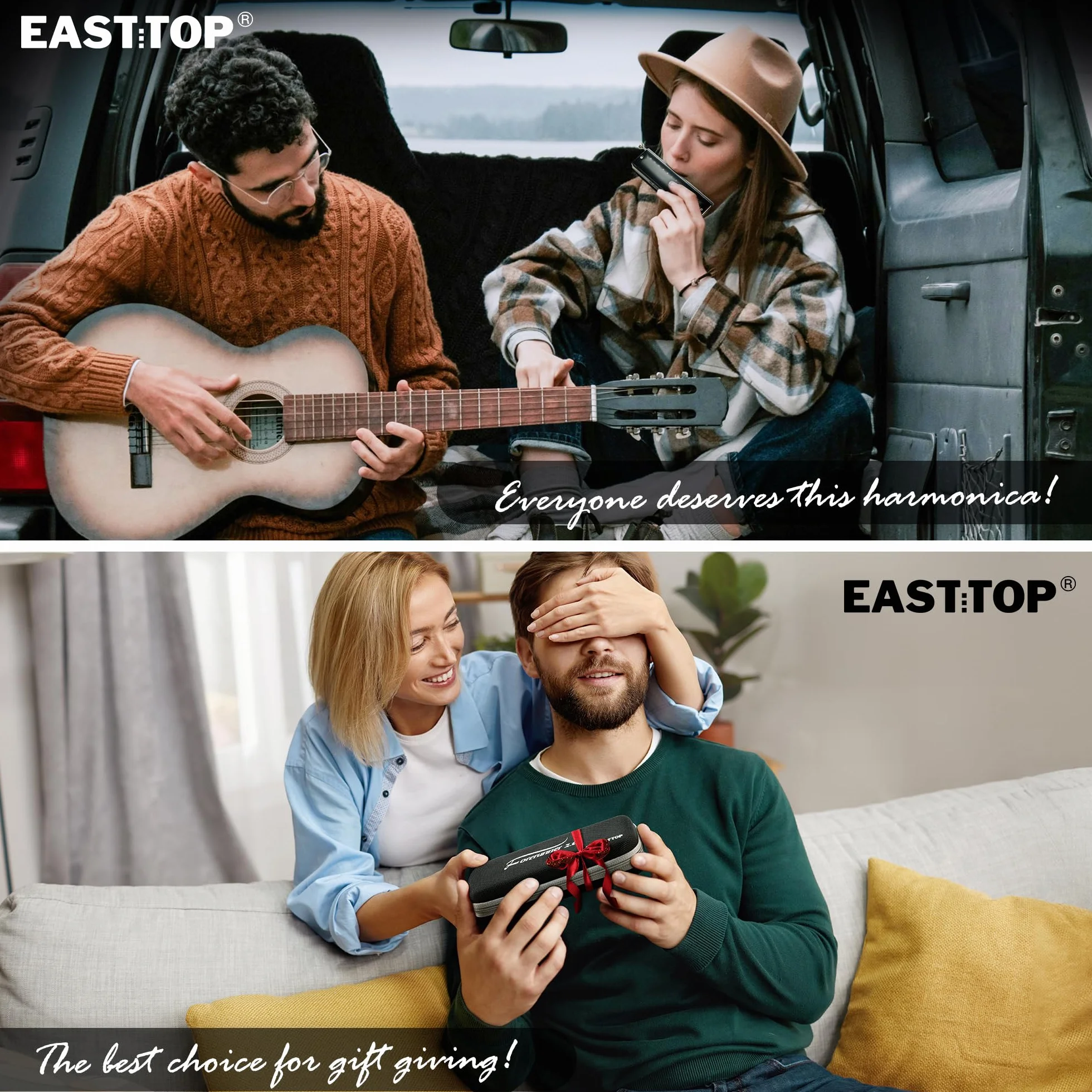 EAST TOP Aktualisiert FORERUNNER 2.0 ohne Ventile Chromatische Harmonika 12-Loch 48 Töne C Key Chromatische Mundharmonika für Erwachsene, Anfänger und Studenten
