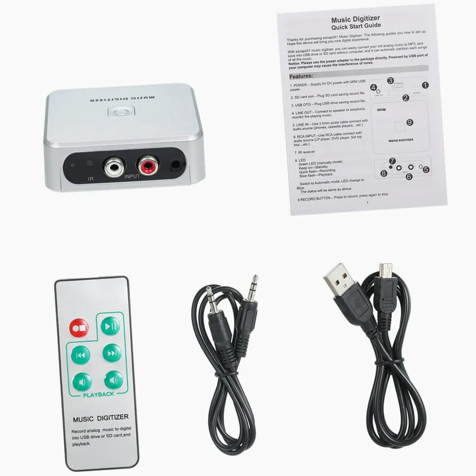 Music Digitizer Music Player von analoger Musik in SD-Karte USB-Laufwerk -USB-Anschluss Wiedergabe Fernbedienung