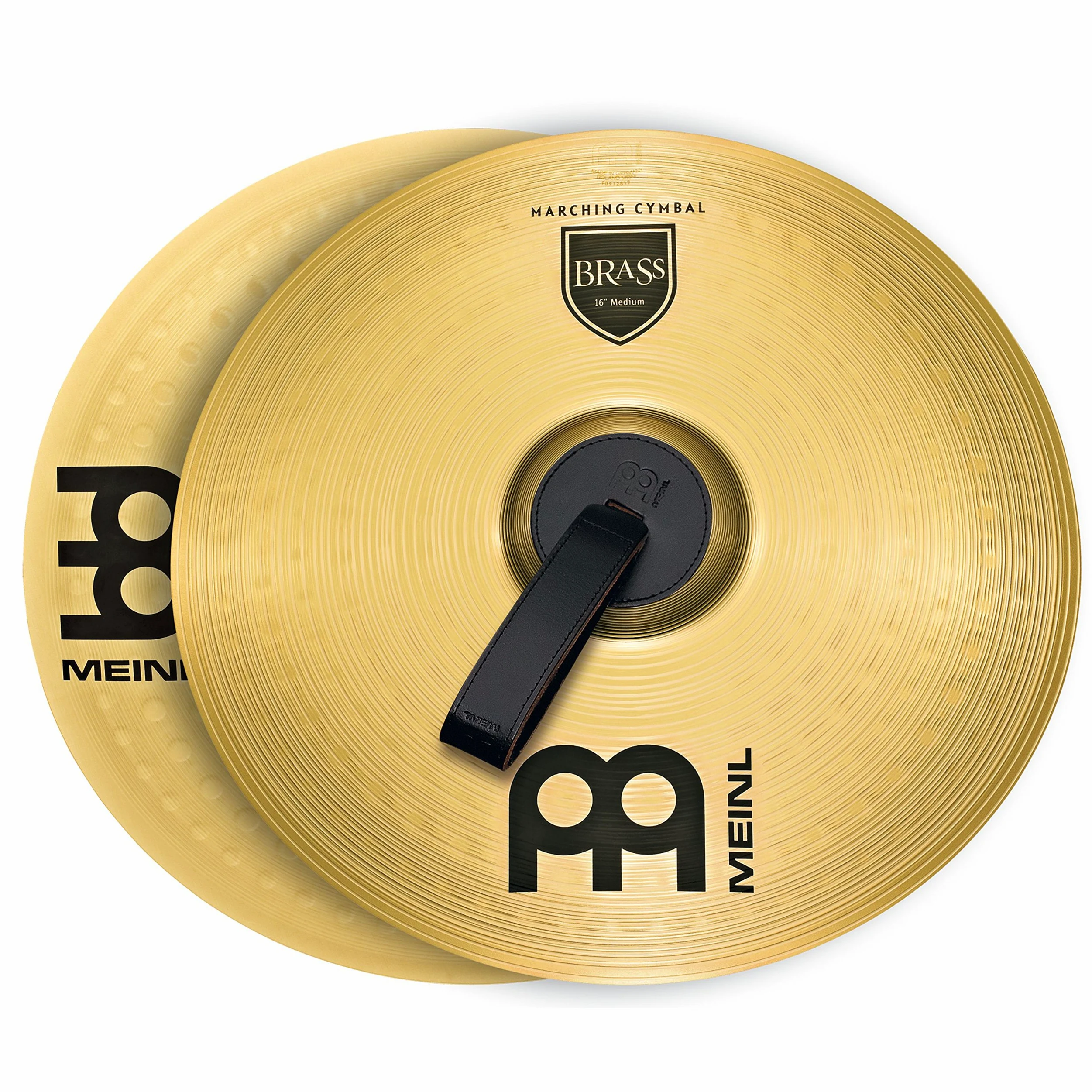 Meinl Cymbals MA-BR-14M Messing-Marschbecken im Paar inklusive Lederriemen und Pads 35,56 cm (14 Zoll)