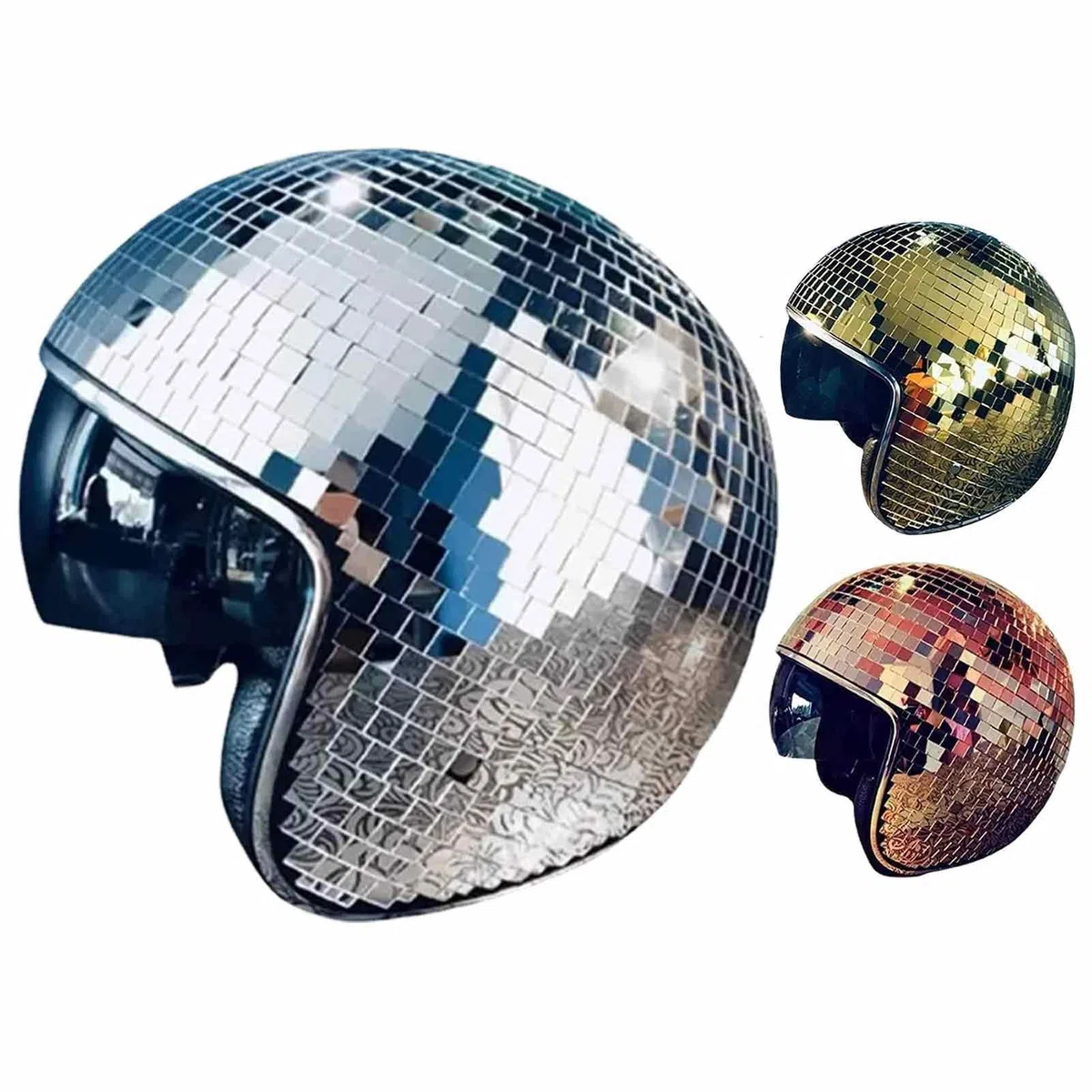 Discokugel Hüte, Disco Spiegel Hut, Glitzer Spiegel Glas Disco Ball Hut, DiscoKugel Spiegel Hut Mit Einziehbarem Sonnenschutz, Glas Disco Kugel Hut Für Club, Bühne, Bar(Silber)