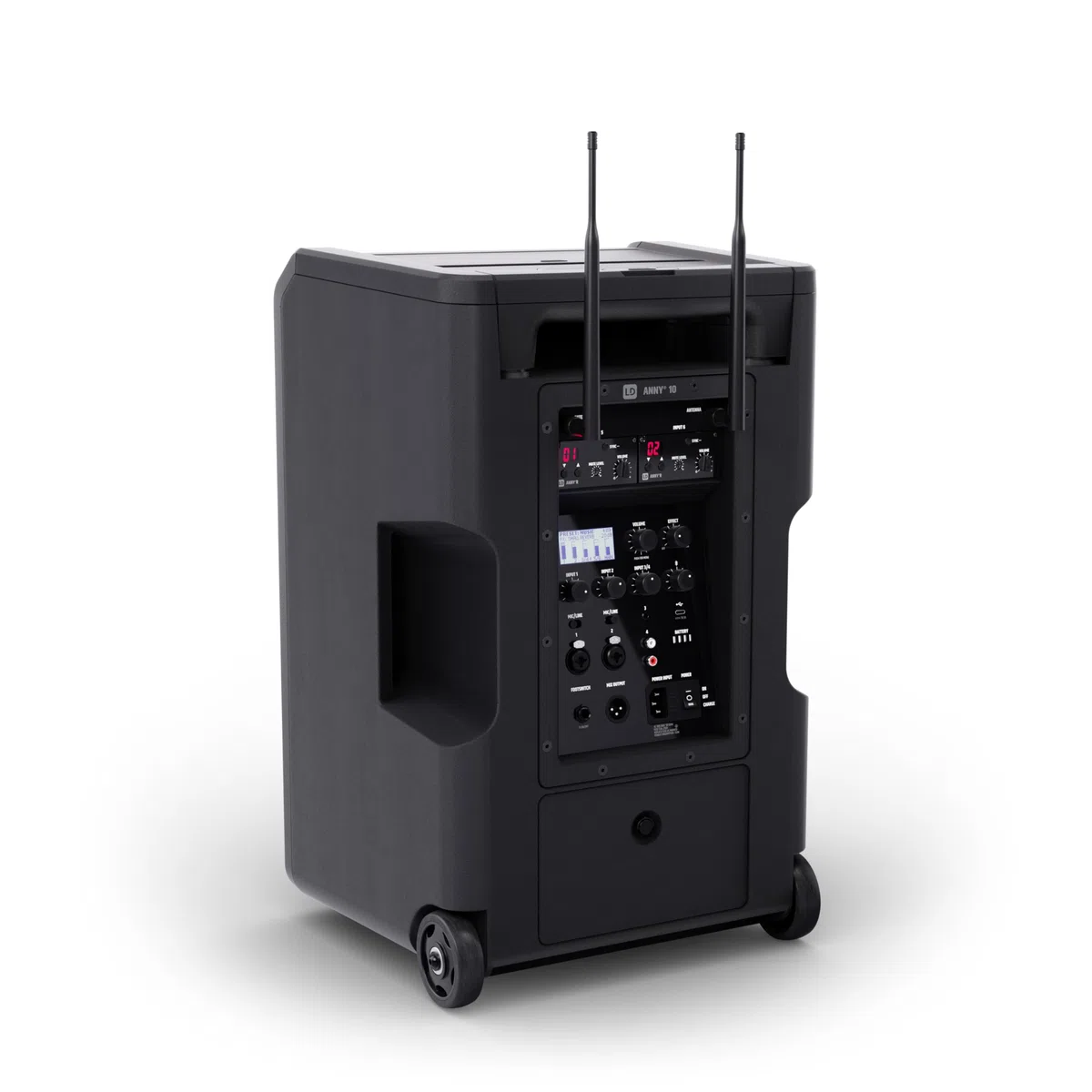 LD SYSTEMS ANNY 10 HHD 2 B8-10" Mobiler Bluetooth PA-Lautsprecher mit Akku, Mixer und 2x Funkmikrofon, schwarz