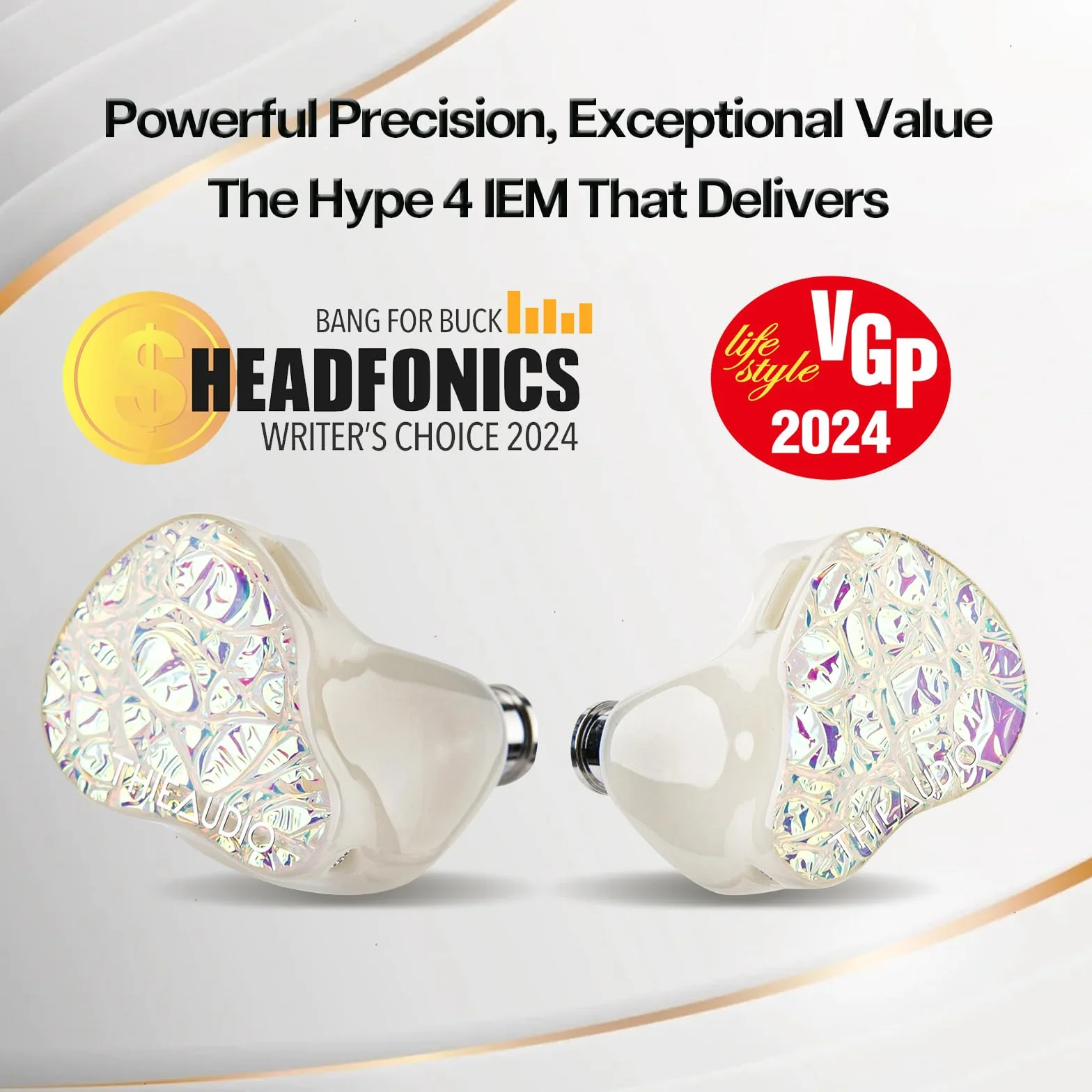 LINSOUL THIEAUDIO Hype 4 2DD+4BA In-Ear-Monitor, HiFi-IEM-Kopfhörer mit tonaler Ausgewogenheit, neuestem Sonion-Treiber, abnehmbarem 2-poligem versilbertem OCC-IEM-Kabel (Hype 4, Weiß)