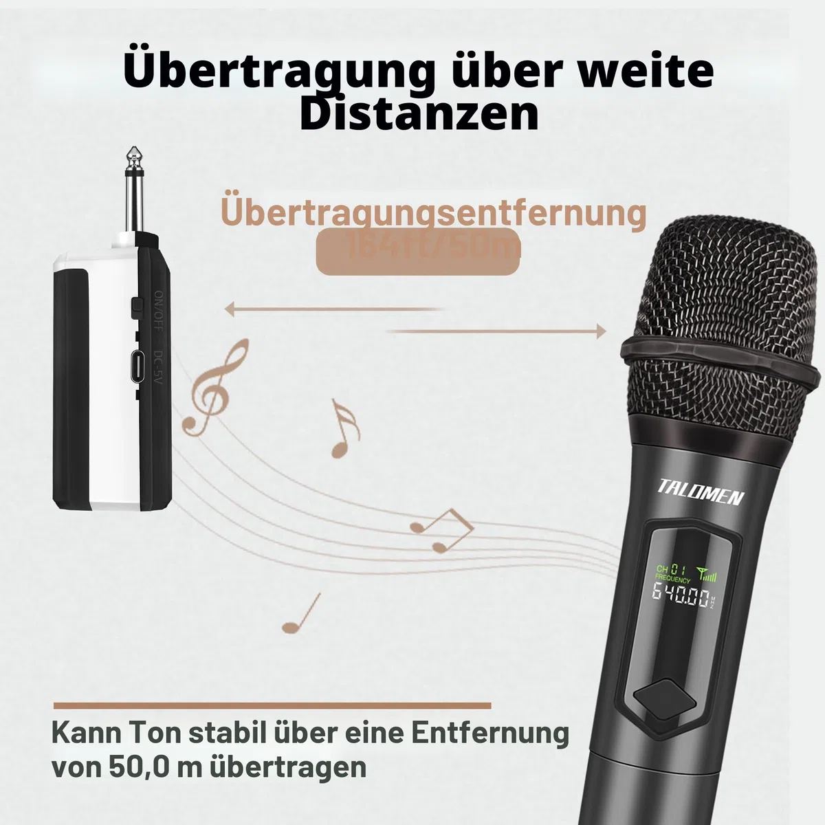 talomen Mikrofon kabellos,Drahtloses Funkmikrofon Wireless Microphone,Dual Mikrofon Kabellos Set,Handmikrofon dynamisch Microfono Mic mit,DJ Gesang Rede Kirche,Party,Hochzeit,Bühne,K60-2