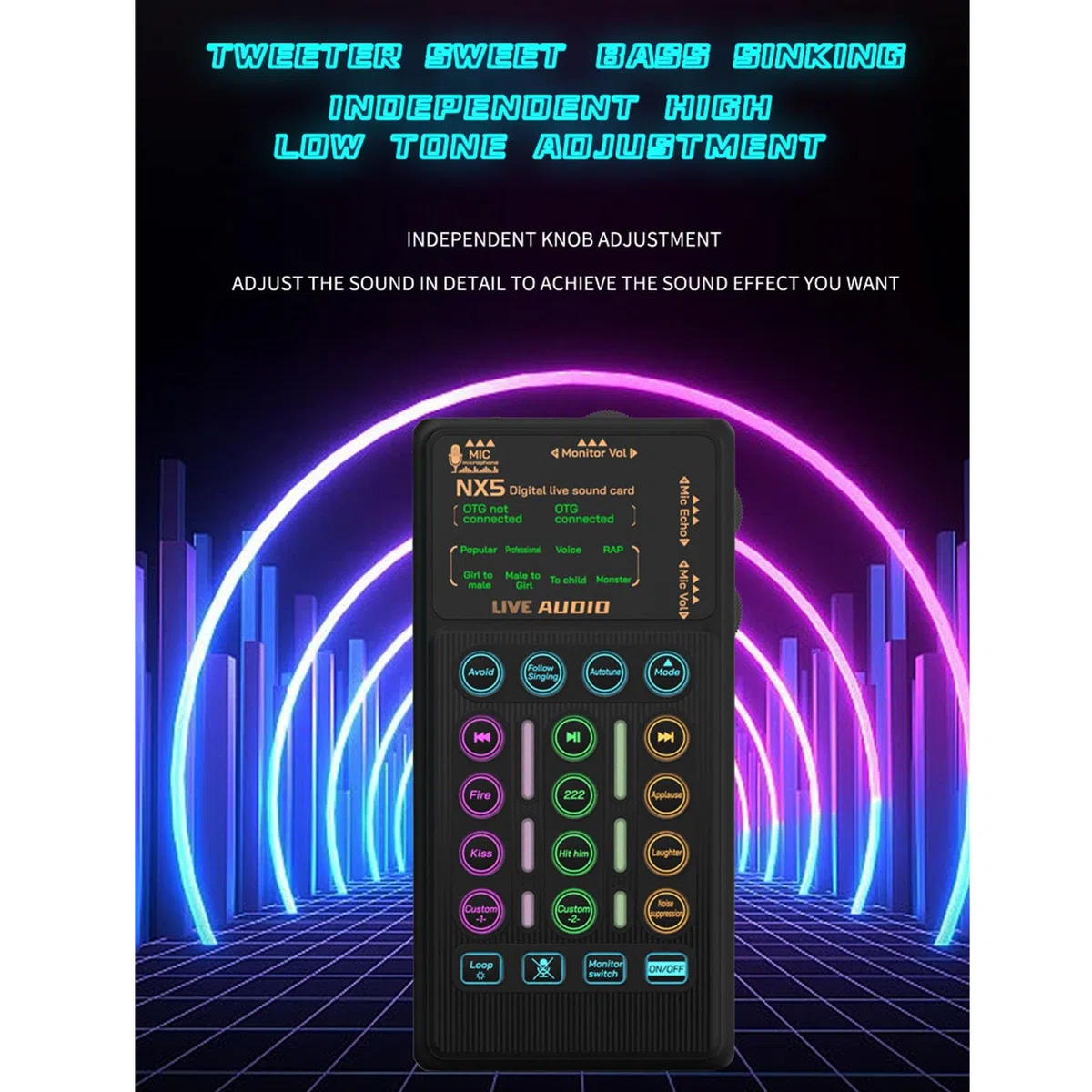 Stimmenverzerrer, Bluetooth-Stimmenverzerrer mit 8 Soundeffekten, 6 Hallmodi, RGB-Licht, inklusive Mikrofon-Kopfhörer, für Streaming, Gaming