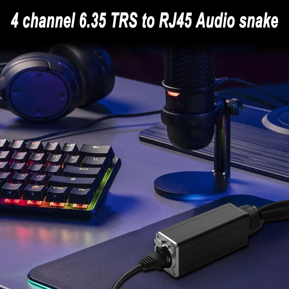 XMSJSIY 1/4" TRS Audio Snake 4-Kanal Multi Over RJ45 Ethercon Cat5/6 zu 6.35mm TRS Netzwerk Extender Kabel für Bühne Sound und Recording Studio (A)