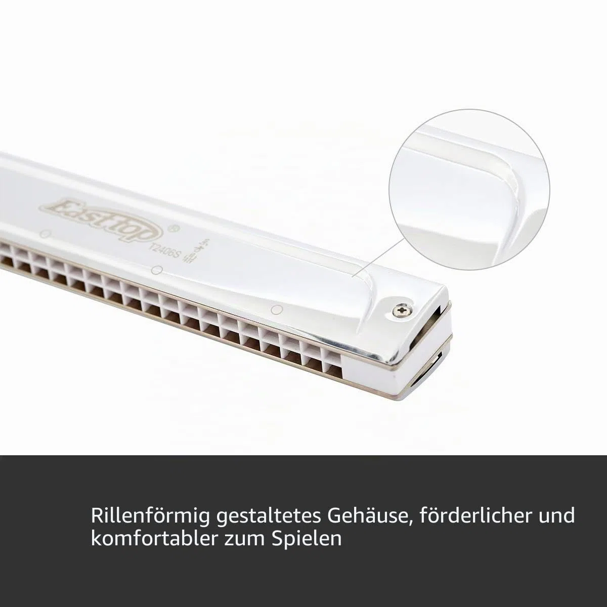 East Top Mundharmonika, Tremolo Mundharmonika Tonart C 24 Löcher T2406S Mundharmonika für Erwachsene, Profis, Anfänger und Studenten, als Geschenk (C)