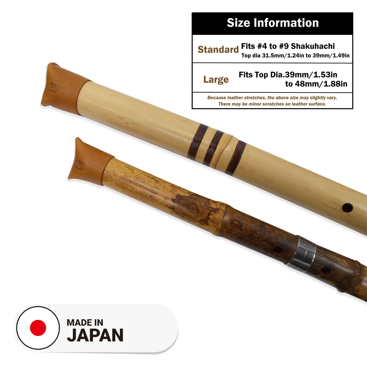Standard-Größe, japanische Utaguchi-Kappe aus echtem Leder, Shakuhachi-Abdeckung für wertvolle Shakuhachi, Einheitsgröße