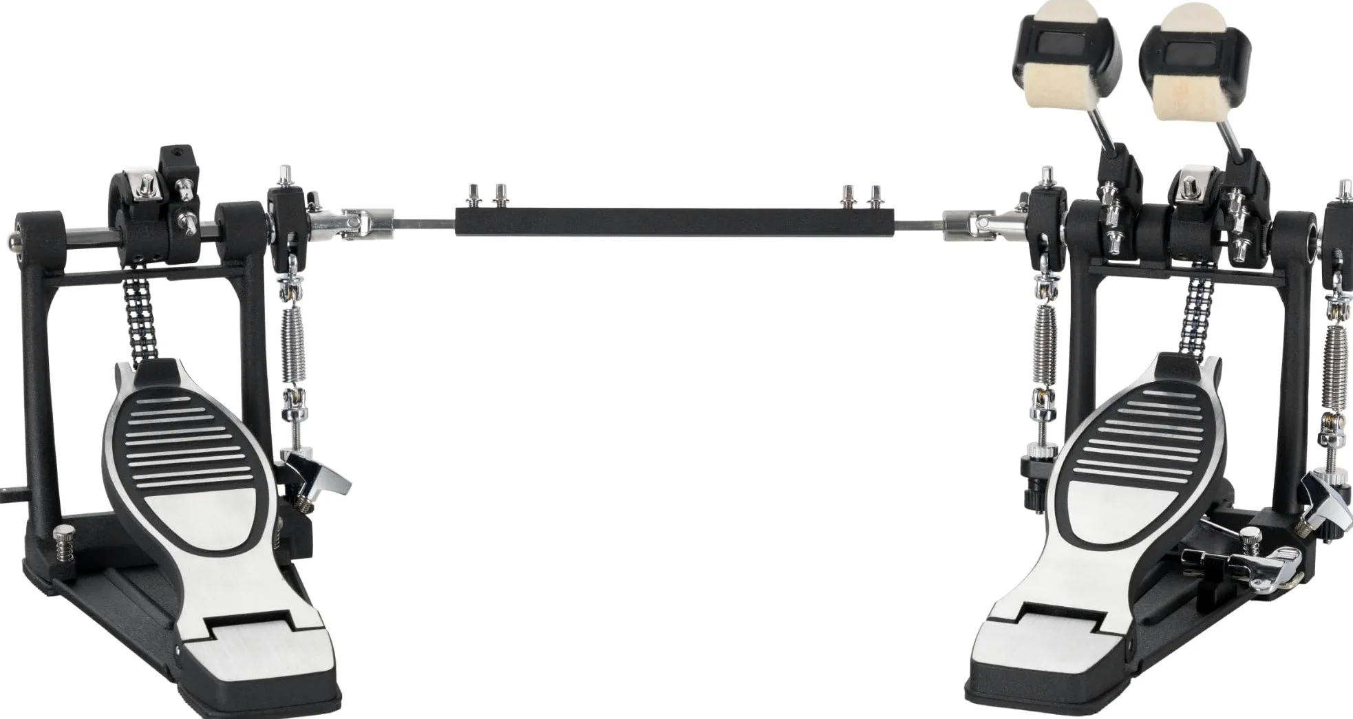XDrum Fußmaschine Pro Doppel (2 Pedale, Doppelkettenzug, 4 Side Beater, zusätzliche Beateraufnahme links, ideal auch für Drumsets mit 2 Bass Drums)
