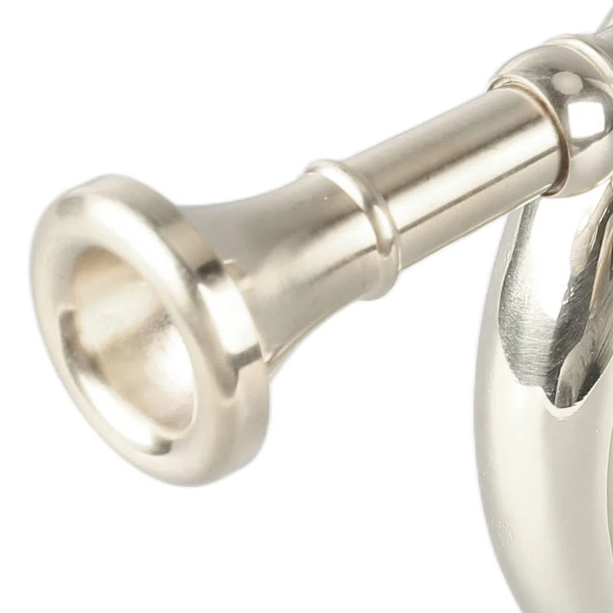 Fockety Bugle Kavallerie-Trompete, Blechblasinstrument, Militärstil, Anfängerfreundlich, C-Taste, Messingtrompete mit Mundstück, Trompete, Messing, Silber