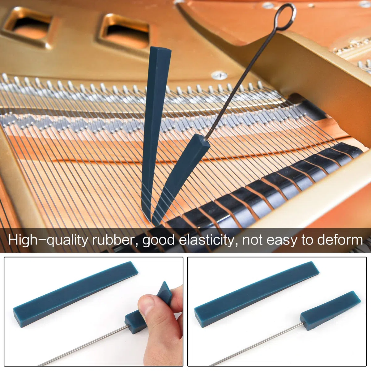 8PCS Piano Tuning Kit Inklusive Stimmschlüssel Hammer Temperament Strip Rubber Mutes Kit Dämpfer mit Griffen für Piano Tuning