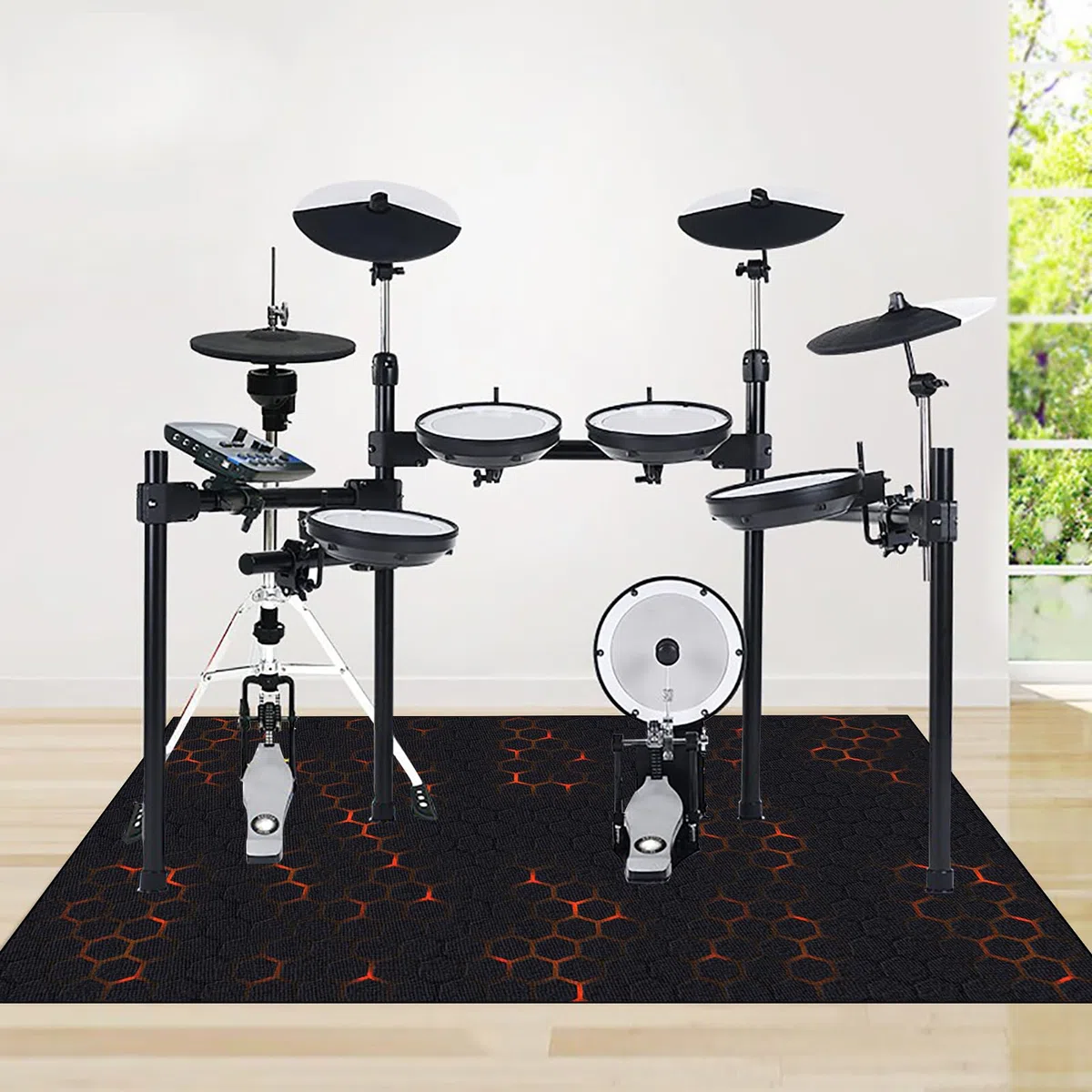 Schlagzeugteppich Drum Teppich, Schlagzeug Teppich, 120 x 80 cm Elektrisches Schallschutz Akustik Teppich, rutschfest Schalldicht Drum Teppich Matte, Professionelles rechteckiges, Trommelmatte