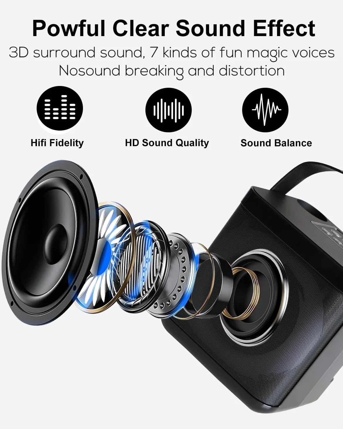 Karaoke Maschine Tragbares, Karaoke anlage mit 2 mikrofonen, Bluetooth Karaoke Set für Kinder Erwachsene mit Stimme wechselnde Effekte & LED-Lichter Jungen Mädchen Geschenke Heimparty