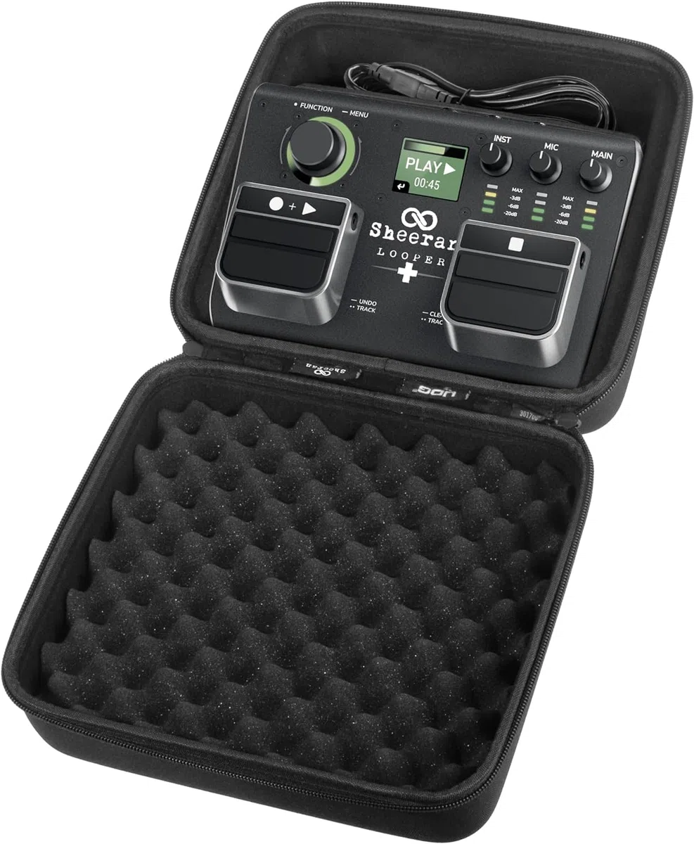 SHEERAN LOOPER + Dual Track Pedal für Gitarre, Bass, Keyboard, Vocals und mehr, mit 128 Loops Speicher, 4 Looping Modi, LED-Display und Audiointerface und Hardcase