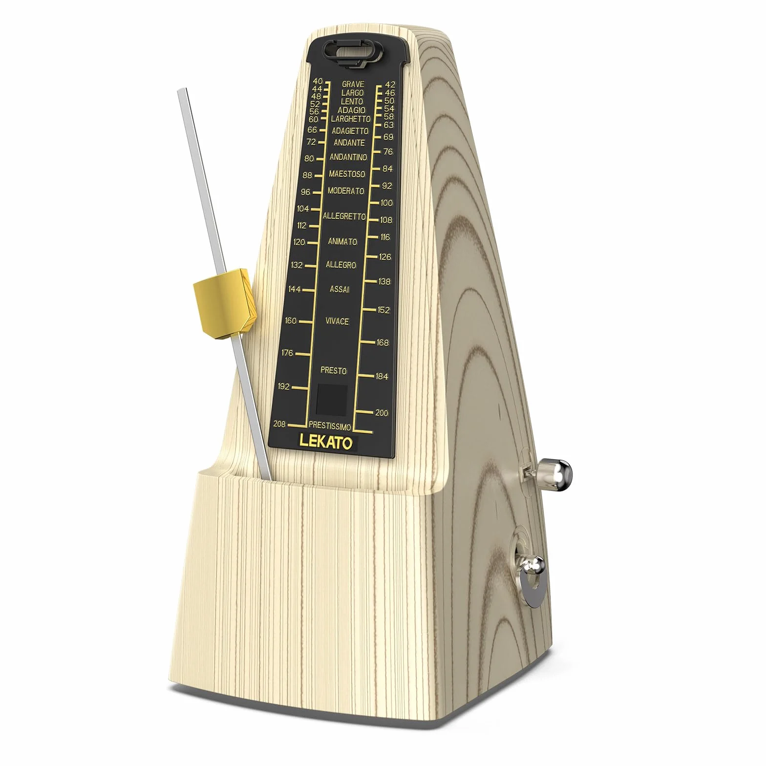 LEKATO Mechanisches Metronom | Verbesserte Version mit metallenes Getriebe | Universales Metronom mit betonter Glocke für Klavier Gitarre Ukulele Violine und Chromatik - lauter Klang, hohe Genauigkeit