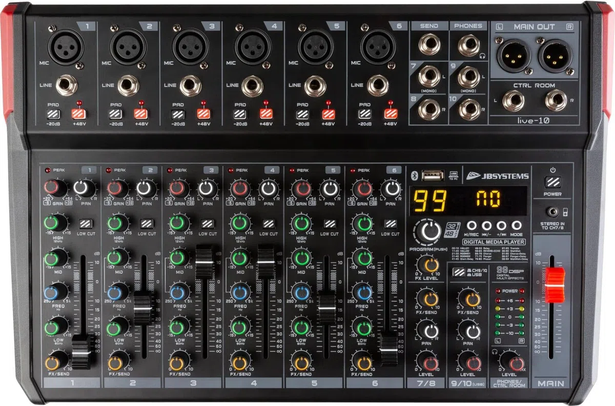 JB systems LIVE-10 8-Channel Mixer with Media Player