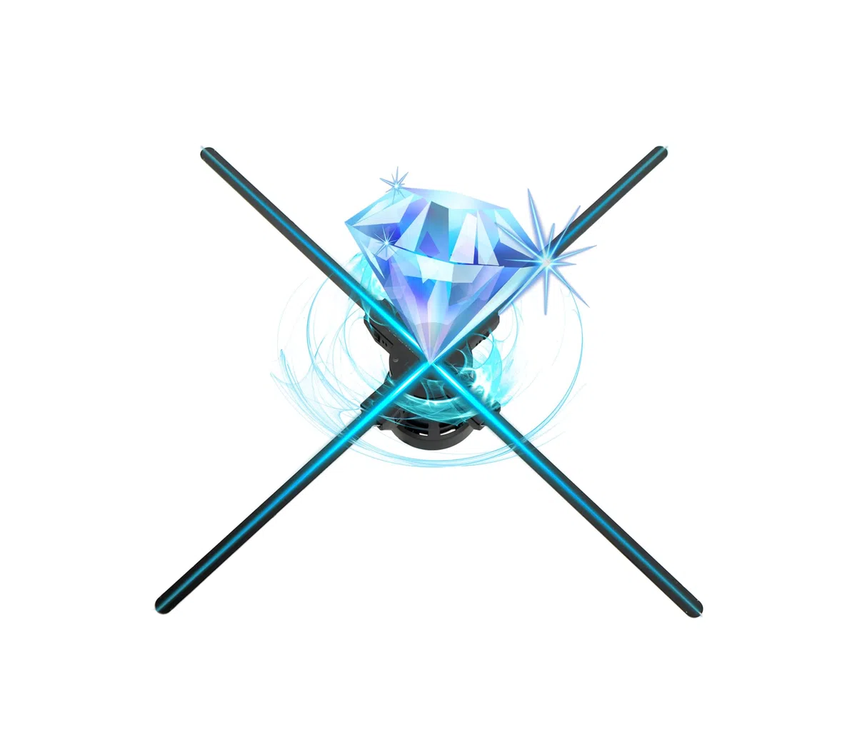 3D-hologram Lüfter, 70,5 cm (27,5 Zoll) 3D-hologram LED-Projektor, 2000 x 1444 px Auflösung, 832 LED-Perlen, holografischer Ventilator, Werbeunterstützung, App, Fernbedienung, Bluetooth-Audio