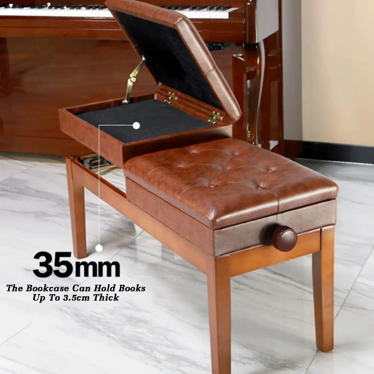 Verstellbare Doppel-Klavierbank, Robuster Sitz for Musiktastatur Aus Holz, Mit Gepolstertem Kissen Und Stauraum, 400 Kg Tragkraft for Klaviergeschäft, Musikschule, Studio(White)