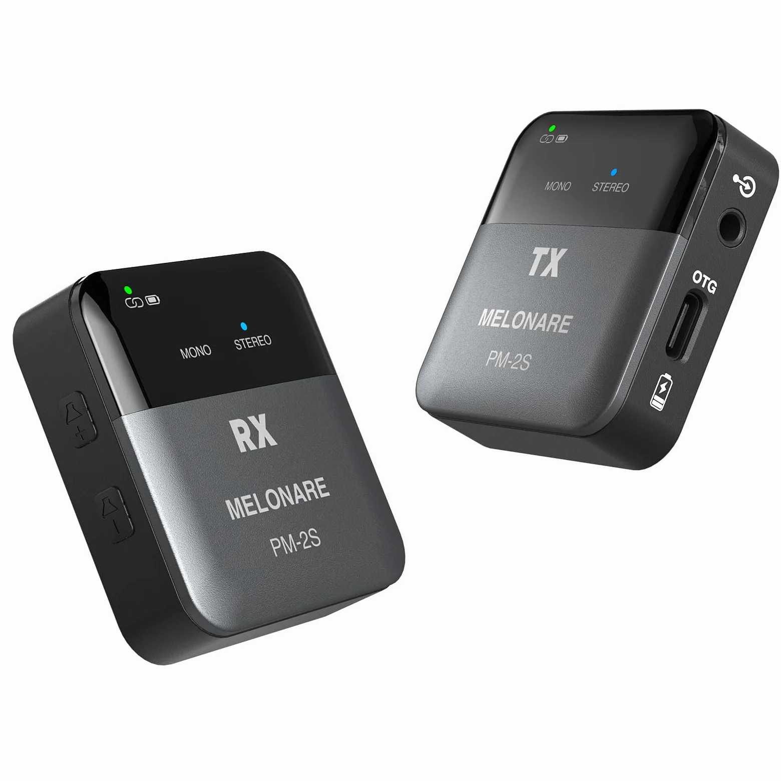MELONARE PM-2S Tragbares Drahtloses In-Ear-Monitoring-System, Mono/Stereo-Umschaltung, Drahtloser Audio-Sender und -Empfänger, 24bit/48kHz Audio, OTG-Eingang, IEM für Live-Shows, Studios und Bands
