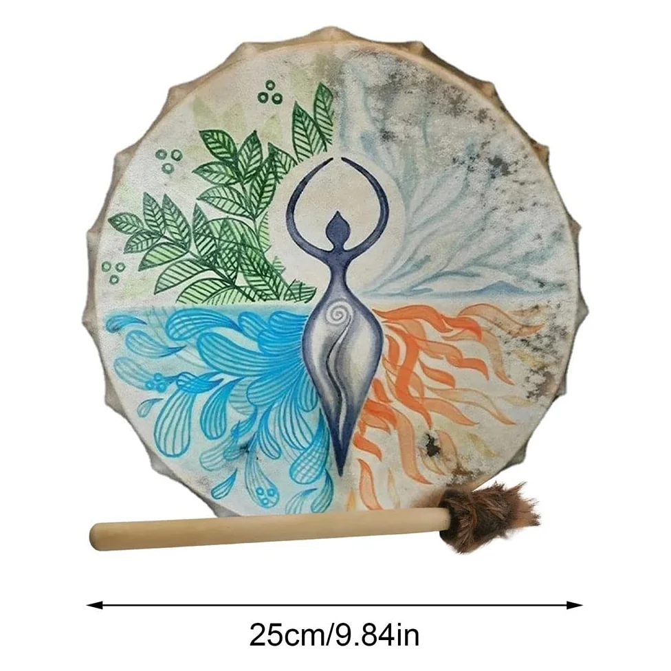 MAICOLA Schamanentrommel, Sibirische Trommel, Handgemachte Musik, spirituelle Bassdrum mit Drumstick spirituelle Musik, Klangheilung, Trommelreflexion und Meditation Erwachsene