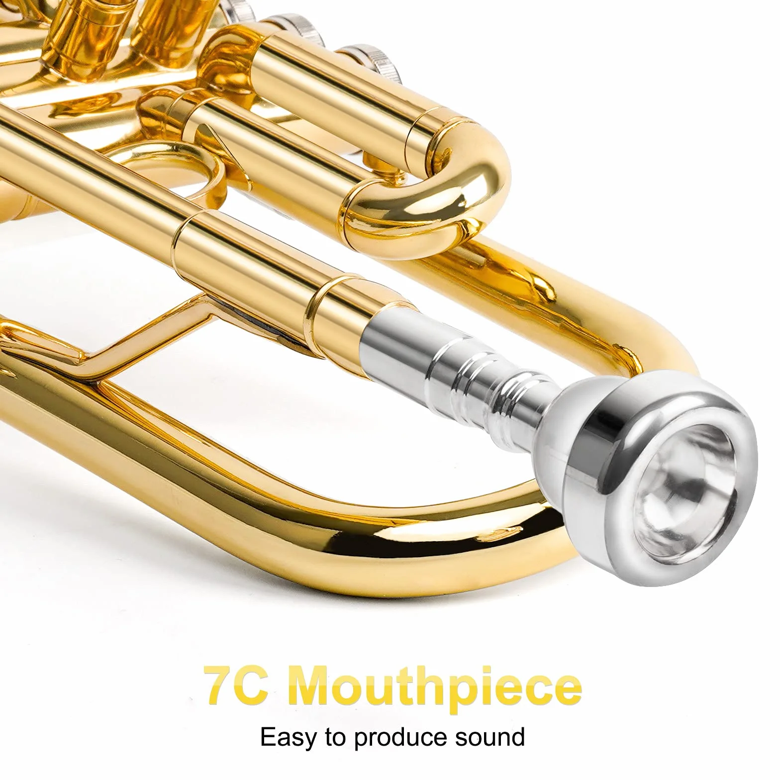 Vangoa Bb Trompete Set, Gold Standard Messingtrompete für Anfänger mit 7C Mundstück