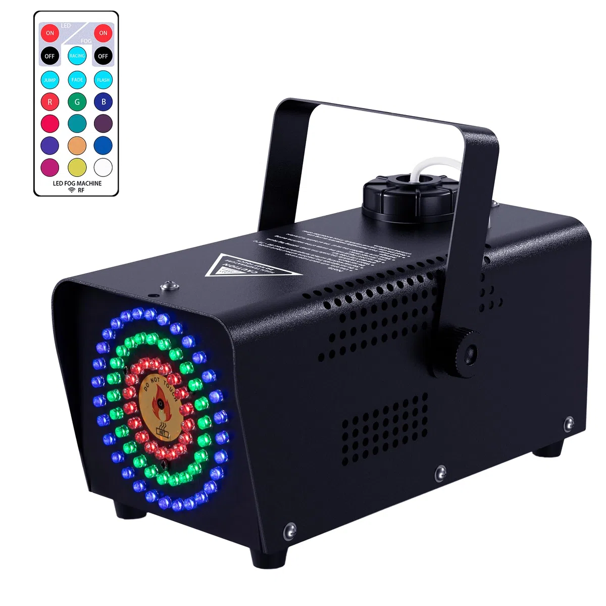Professionelle Nebelmaschine mit sechseckigem LED-Design & 72 RGB-LEDs & Fernbedienung – 500W Leistung mit starker Sprühkraft – Ideal für Bühne, Disco, Halloween-Partys und Events (Round) | Farbenfroher Nebeleffekt,Funkfernbedienung,Rauch und Licht in ein