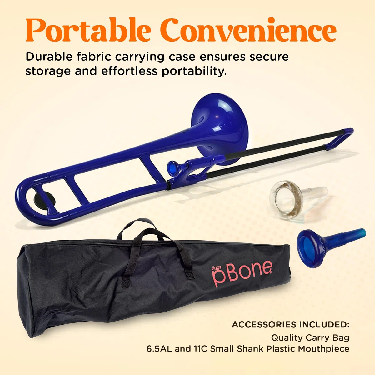 pBone PBONE1-BL Kunststoff Posaune blau mit Tasche und Mundstück
