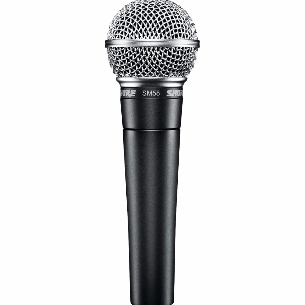 Shure SM58-LC Dynamisches Gesangsmikrofon mit Nierencharakteristik, pneumatischer Stoßdämpfer, integriertem Poppfilter, A25D Mikrofonklammer, 3-poligem XLR-Anschluss, ohne Kabel (SM58-LCE)