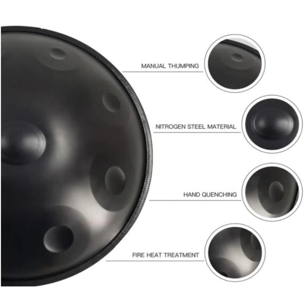 Stahl-Handpan-Schlaginstrumente, 22-Zoll-D-Kurd-Handtrommel, 9/10/12-Noten-Handpan-Trommel-Sets, 432 Hz/440 Hz-Handtrommelinstrument, Für Erwachsene, Kinder(Blue,10 notes(440Hz))
