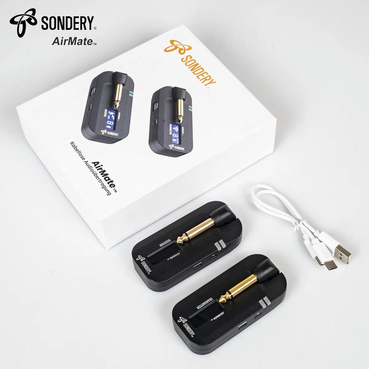 Sondery Kabellos 5,8GHz Gitarren Sender Empfänger, digitales Gitarrensystem wiederaufladbar, kabelloses Gitarren-Basskabel für Gitarren-Bass