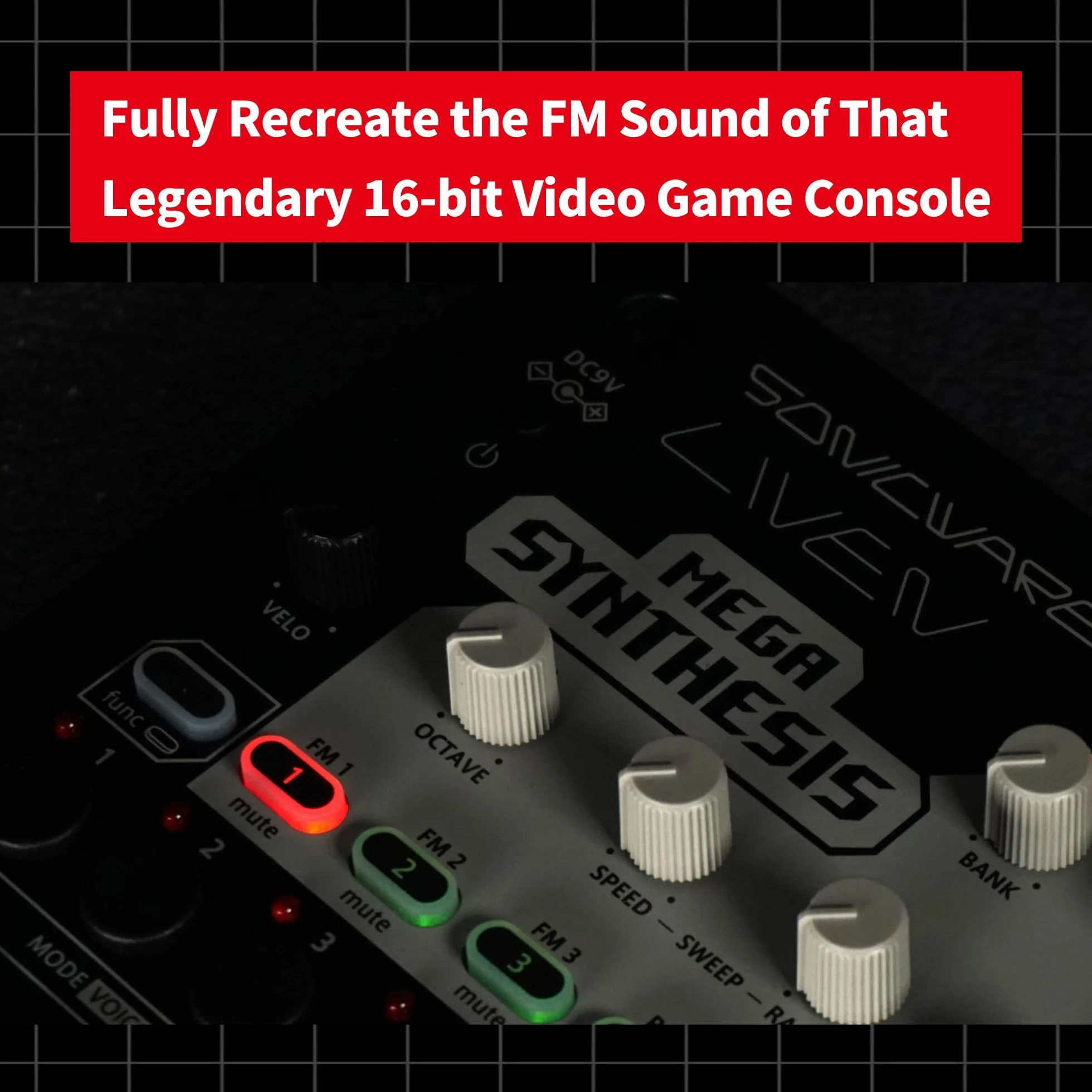 Sonicware LIVEN Mega Synthesis [Retro-Game-Music Groovebox & Synthesizer] FM-Soundmodul, 8-bit PCM-Sampling, 10 Effekte, Sound- & Patternbank von Yuzo Koshiro