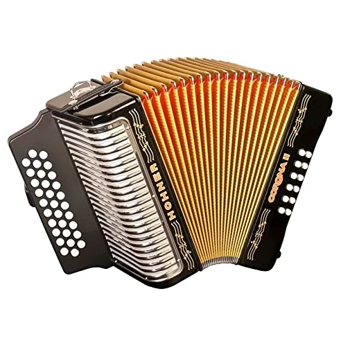 Diatonische Knöpfe. Hohner Akkordeon mit diatonischen Knöpfen, Corina II GCF, Schwarz LACQUERED.